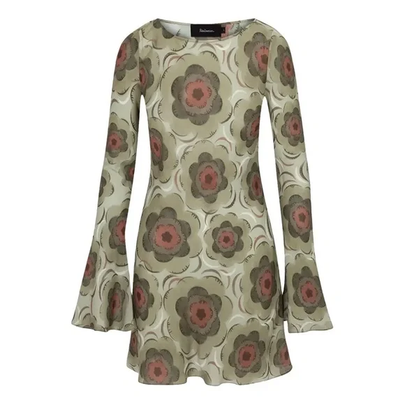 Realisation Par | Dresses | Realisation Par Mini Green Floral Long Sleeve  Dress | Poshmark